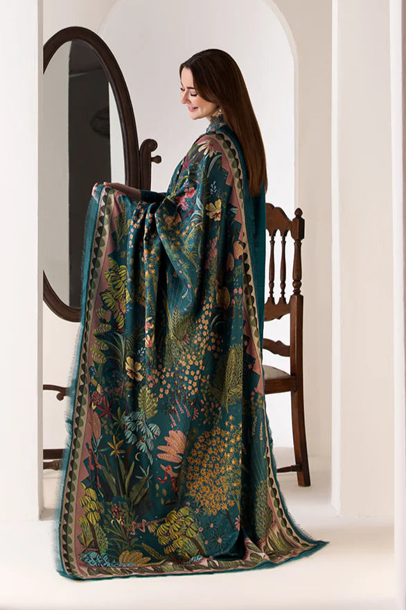 A+ 3PCS SOBIA NAZIR - DHANAK EMBROIDERED SHIRT WITH TWILL PRINTED SHAWL AND TROUSER Winter Collection ULM-685