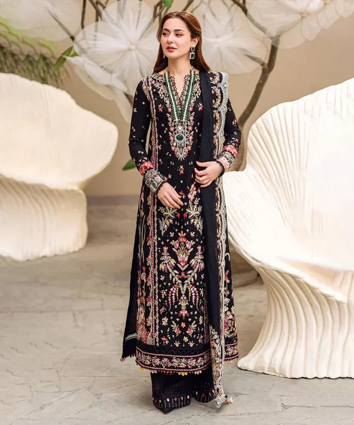 A+ 3PCS Dhanak- Embroidered Shirt with Organza Embroidered Dupatta Winter Collection ULM-3262