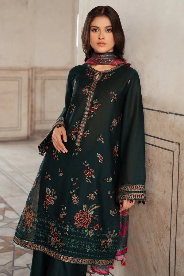 A+ 3PCS JAZMIN- Dhanak Embroidered Shirt With Digital Printed Shawl Winter Collection BULM-133