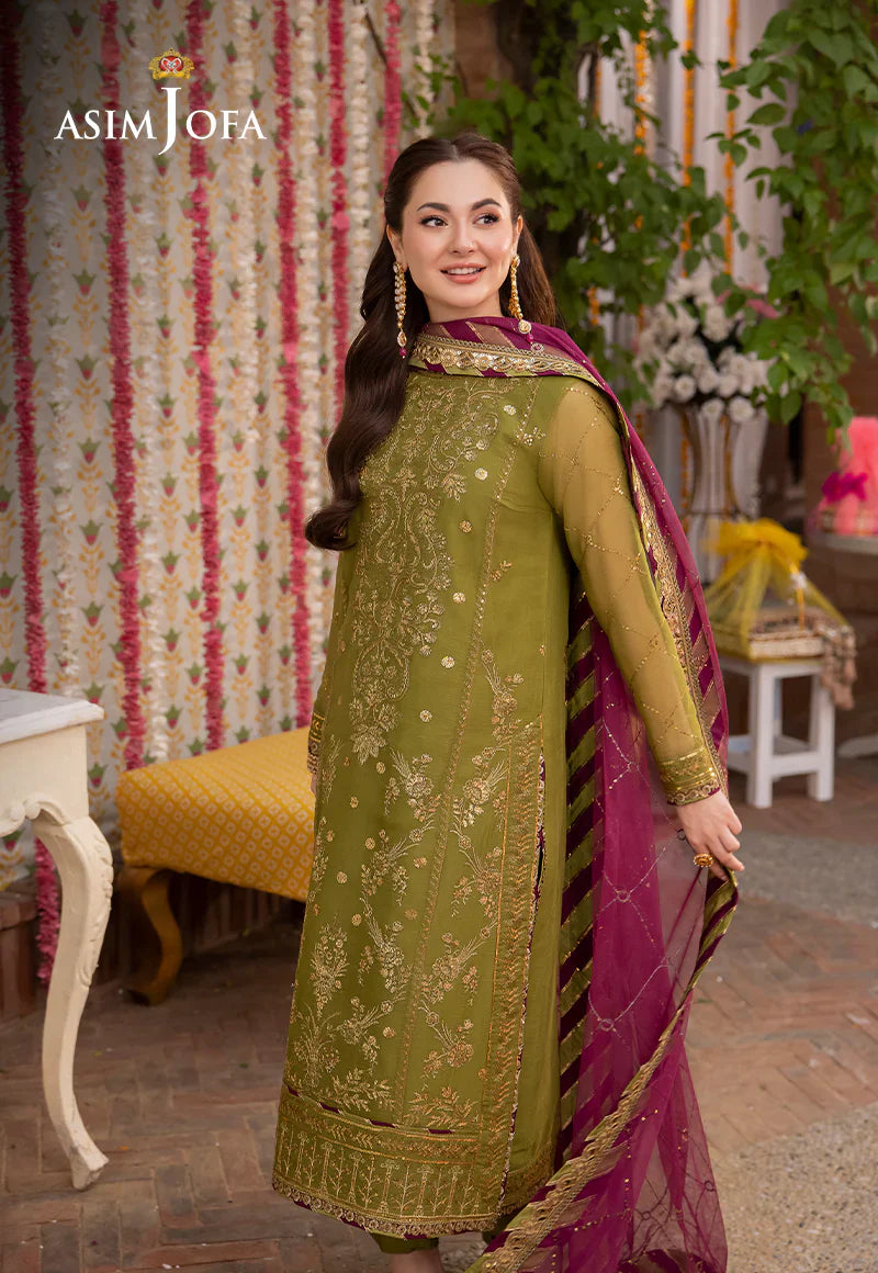 3PCS Asim Jofa Dhanak Embroidered With Chiffon Embroidered Dupatta Winter Collection ULM-134