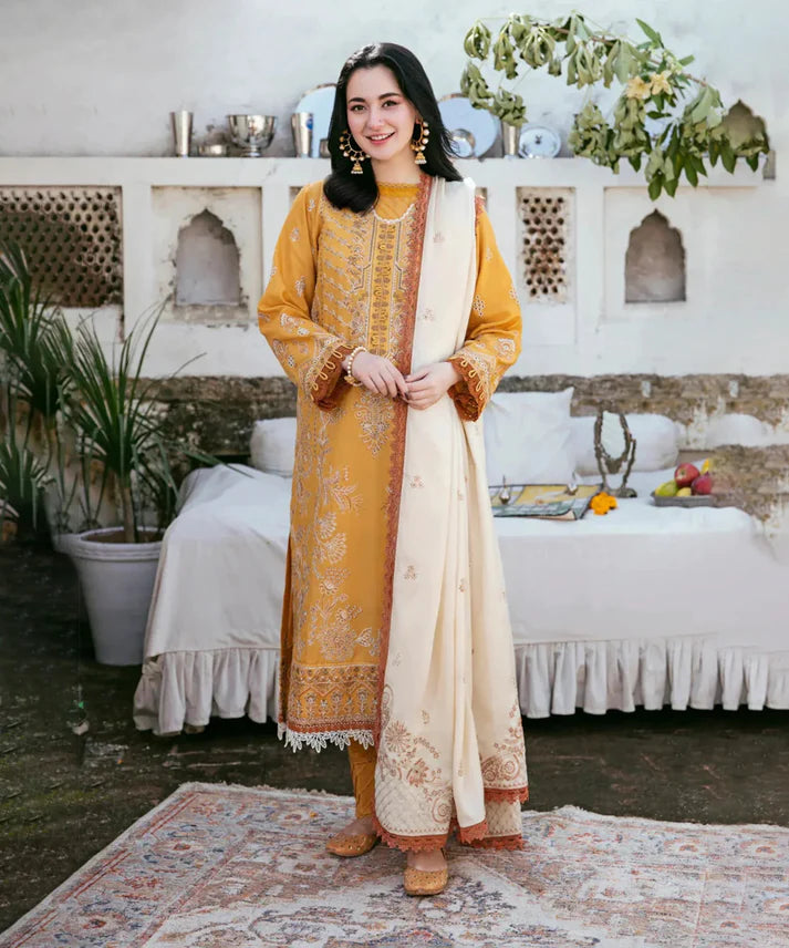 3PCS Dhanak Embroidered Shirt with Dhanak Embroidered Dupatta Winter Collection ULM-3441