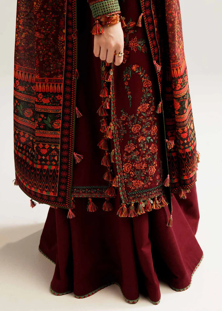 A+ 3PCS Hussain Rehar Dhanak Embroidered With Digital Printed Dupatta Winter Collection ULM-172