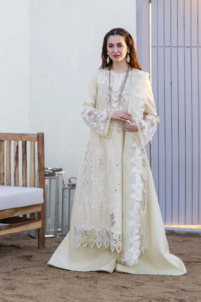 3PCS Dhanak- Embroidered Shirt with Organza Digital Printed Embroidered Dupatta Winter Collection ULM- 3360