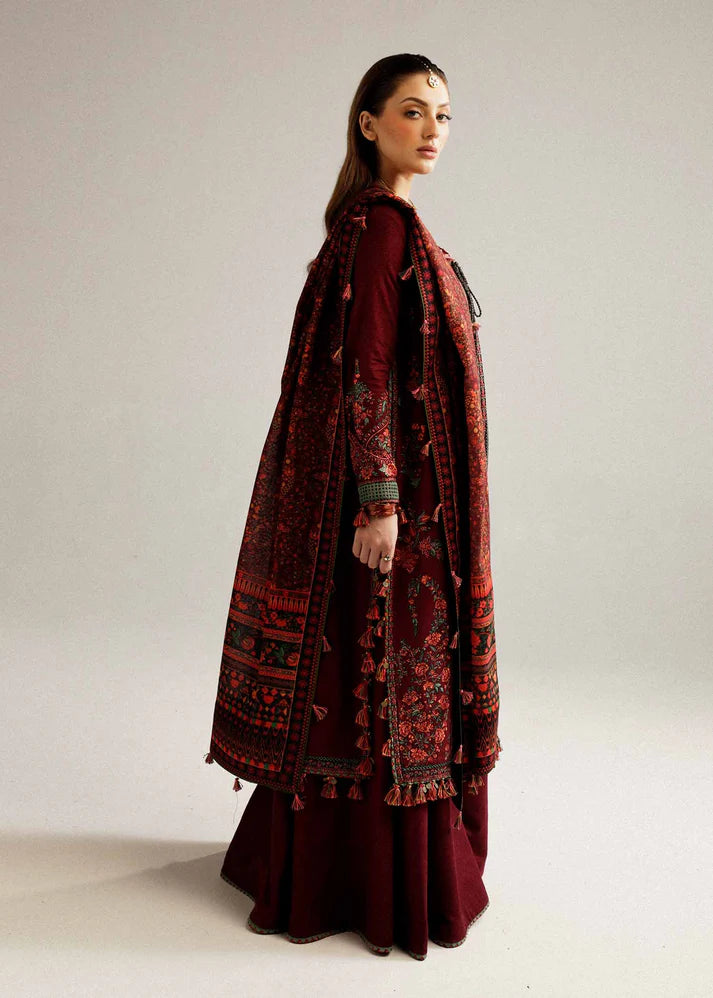 A+ 3PCS Hussain Rehar Dhanak Embroidered With Digital Printed Dupatta Winter Collection ULM-172