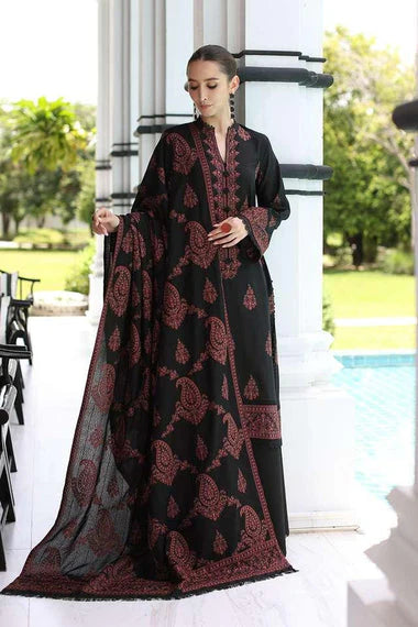 3PCS Dhanak Embroidered Shirt with Dhanak Embroidered Shawl Winter Collection ULM-225