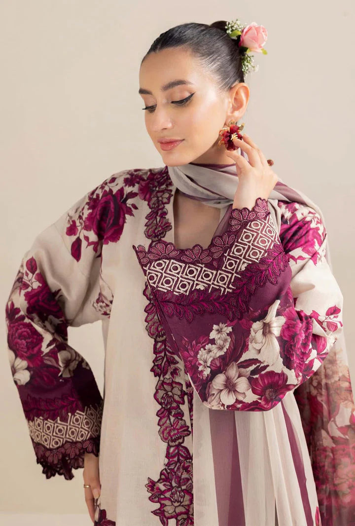 3PCS KARANDI PRINTED SHIRT WITH KARANDI PRINTED DUAPTTA AND TROUSER Winter Collection ULM-1706