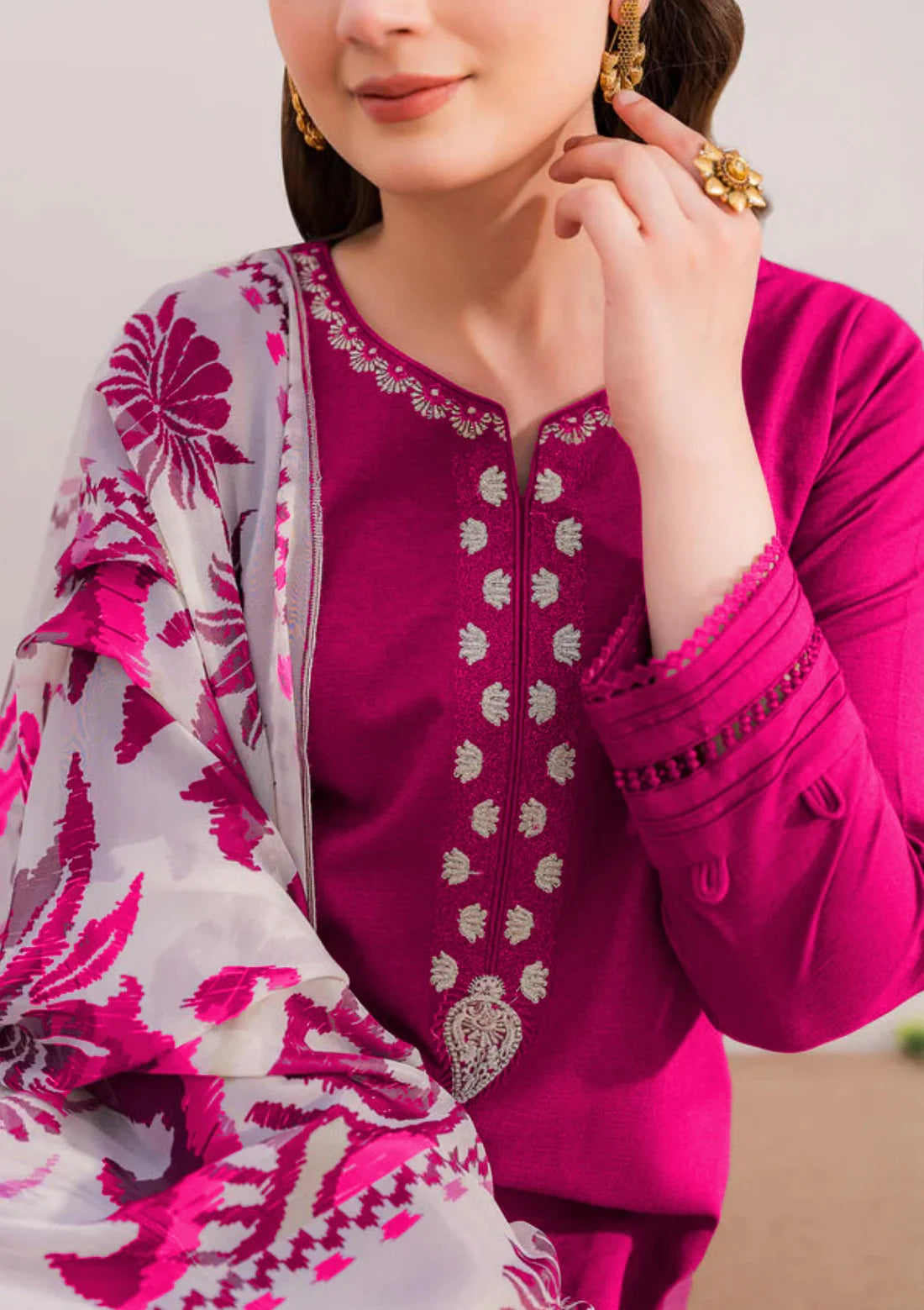 3PCS Zarashahjhan Embroidered Dhanak Winter Collection COCO-163
