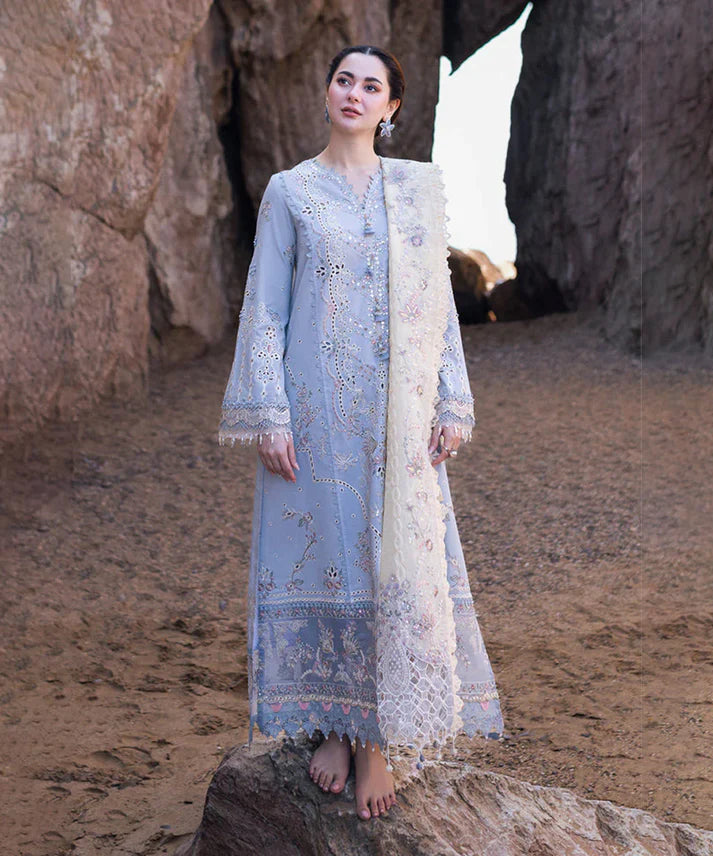 3PCS Dhanak-Embroidered Shirt with Organza Embroidered Dupatta Winter Collection ULM-3255