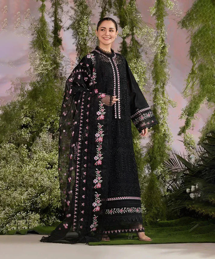 3PCS Dhanak Embroidered Shirt With Organza Embroidered Dupatta Winter Collection ULM-3284