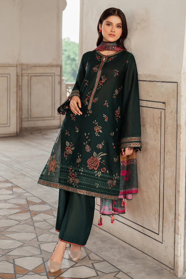 A+ 3PCS JAZMIN- Dhanak Embroidered Shirt With Digital Printed Shawl Winter Collection BULM-133