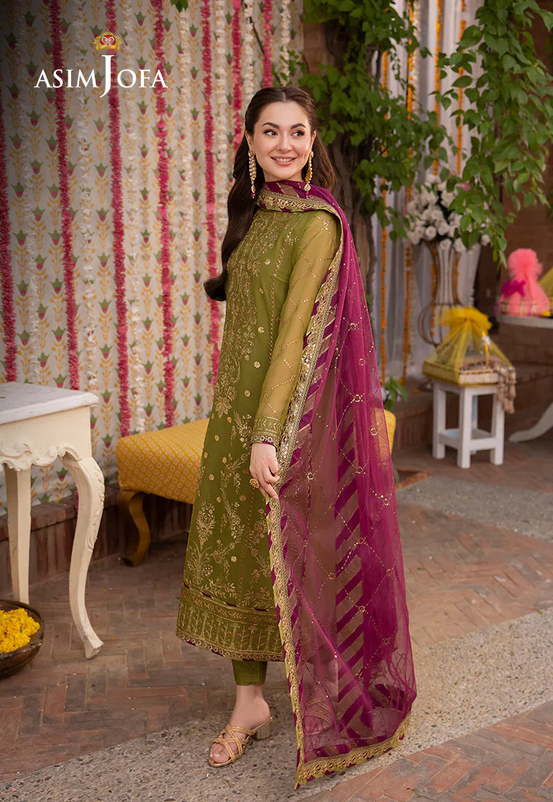3PCS Asim Jofa Dhanak Embroidered With Chiffon Embroidered Dupatta Winter Collection ULM-134