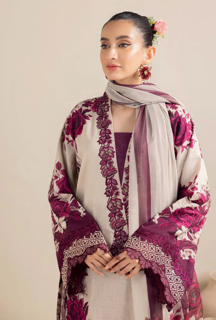3PCS KARANDI PRINTED SHIRT WITH KARANDI PRINTED DUAPTTA AND TROUSER Winter Collection ULM-1706
