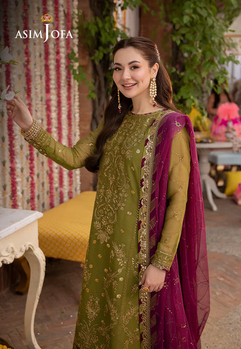 3PCS Asim Jofa Dhanak Embroidered With Chiffon Embroidered Dupatta Winter Collection ULM-134