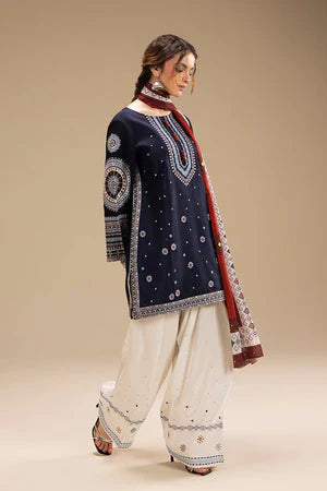 A+ 3PCS Dhanak Embroidered Shirt with Digital Printed Wool Shawl Winter Collection BULM-3324