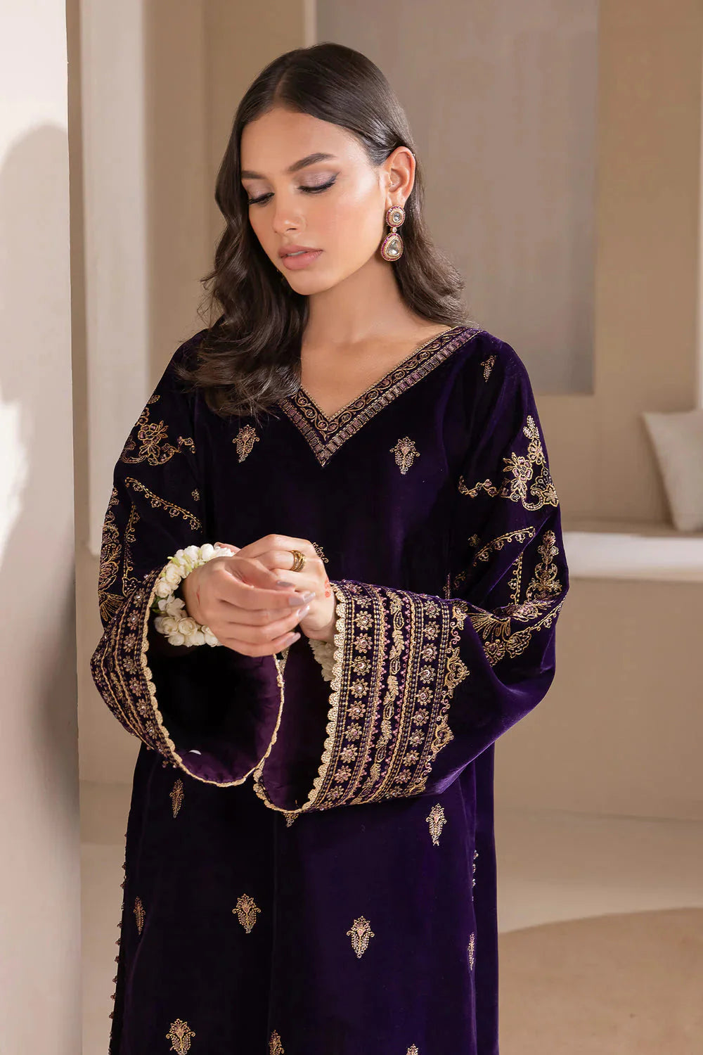 3PCS Velvet-Embroidered with Organza Embroidered Dupatta Winter Collection ULM-953