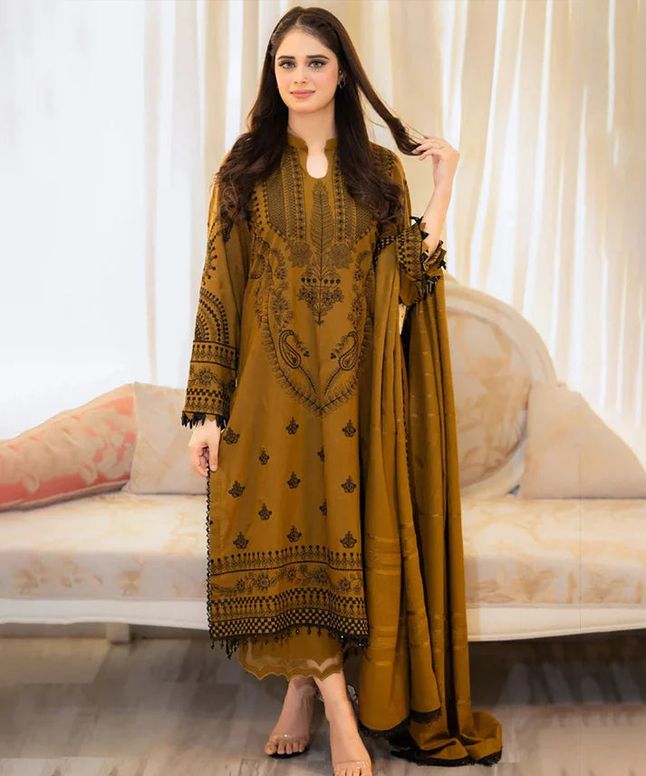 A+ 3PCS Dhanak-Embroidered Shirt with Dhanak Embroidered Dupatta Winter Collection BULM-3398