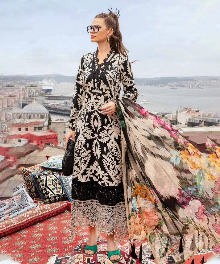 3PCS KARANDI PRINTED SHIRT WITH KARANDI PRINTED DUAPTTA AND TROUSER Winter Collection ULM -1708