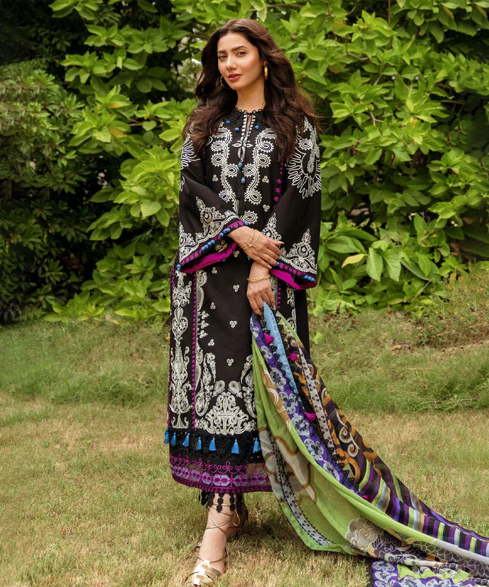 3PCS Dhanak Embroidered Shirt with Digital Printed Wool Shawl Winter Collection ULM-3253