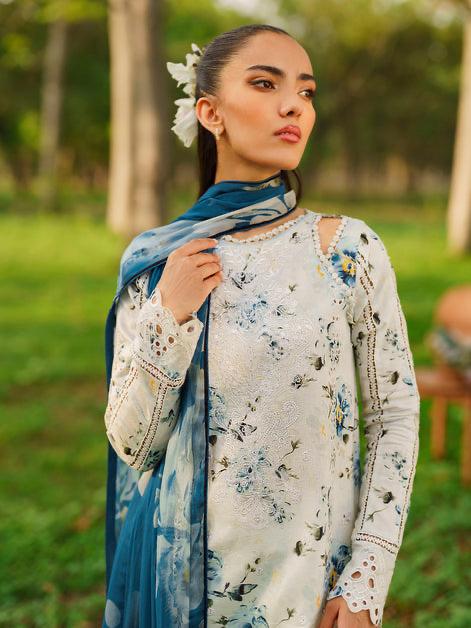 3PCS Printed Lawn Shirt With Voile Printed Dupatta Lawn Collection ULM-1546