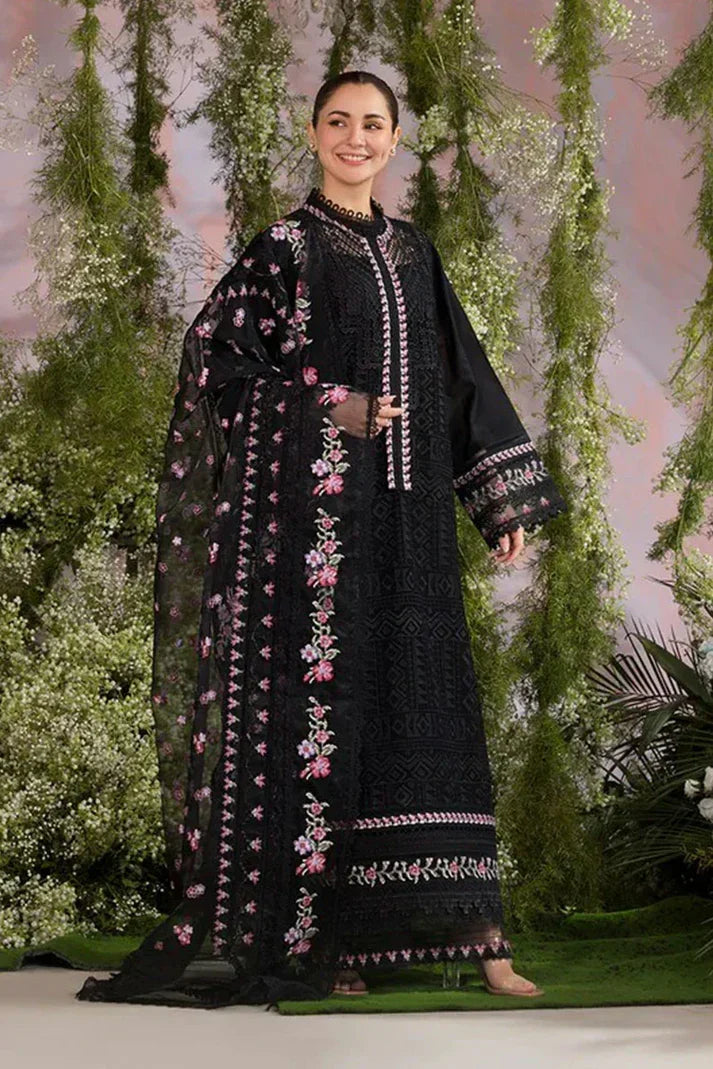 Dhanak -3PC Embroidered Shirt With Organza Embroidered Dupatta-3284