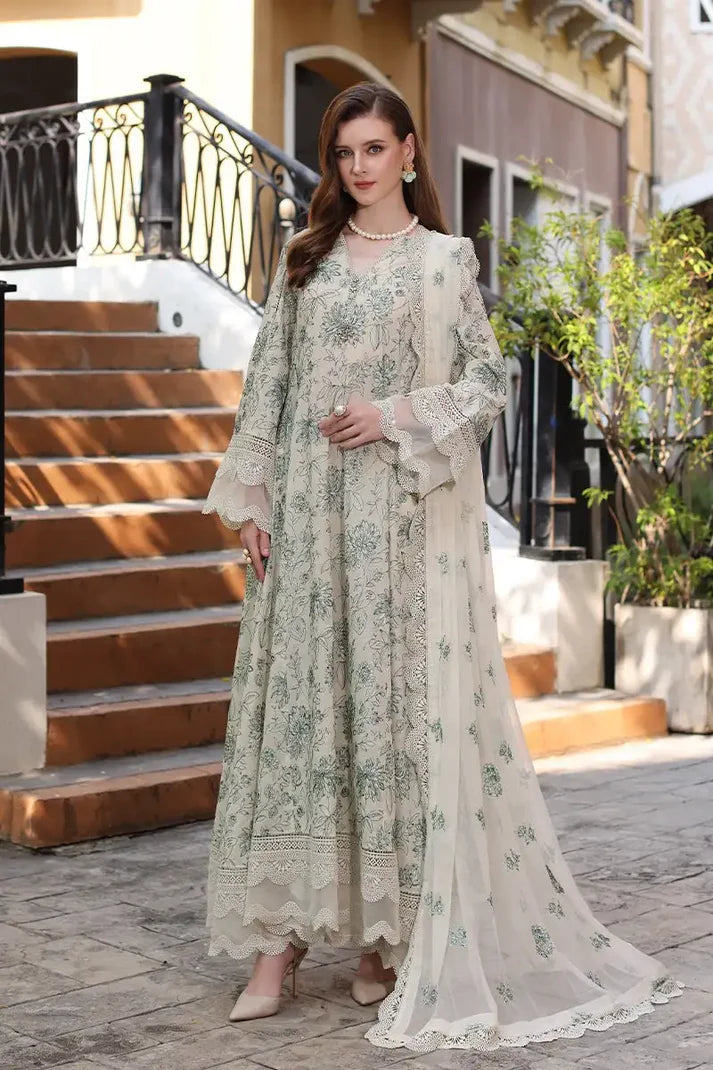 3PCS Dhanak Embroidered Shirt With Chiffon Embroidered Dupatta Winter Collection ULM-3172
