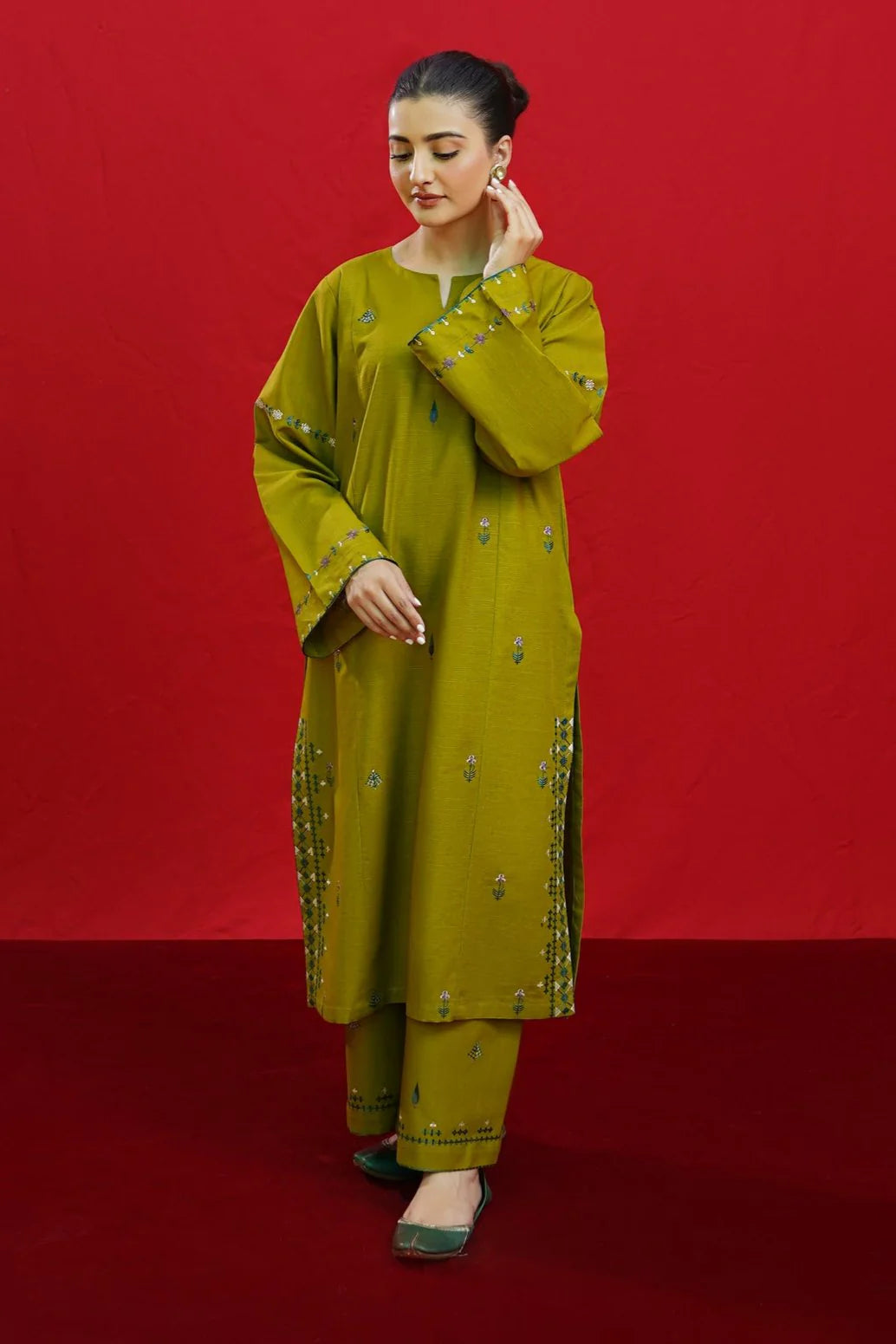 3PCS Embroidered Shirt with Digital Printed Jacquard Dupatta Lawn Collection ULM-1074