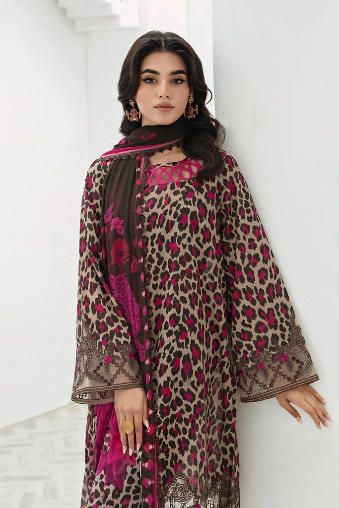3PCS BAROQUE KARANDI PRINTED SHIRT WITH KARANDI PRINTED DUAPTTA AND TROUSER Winter Collection ULM-1701