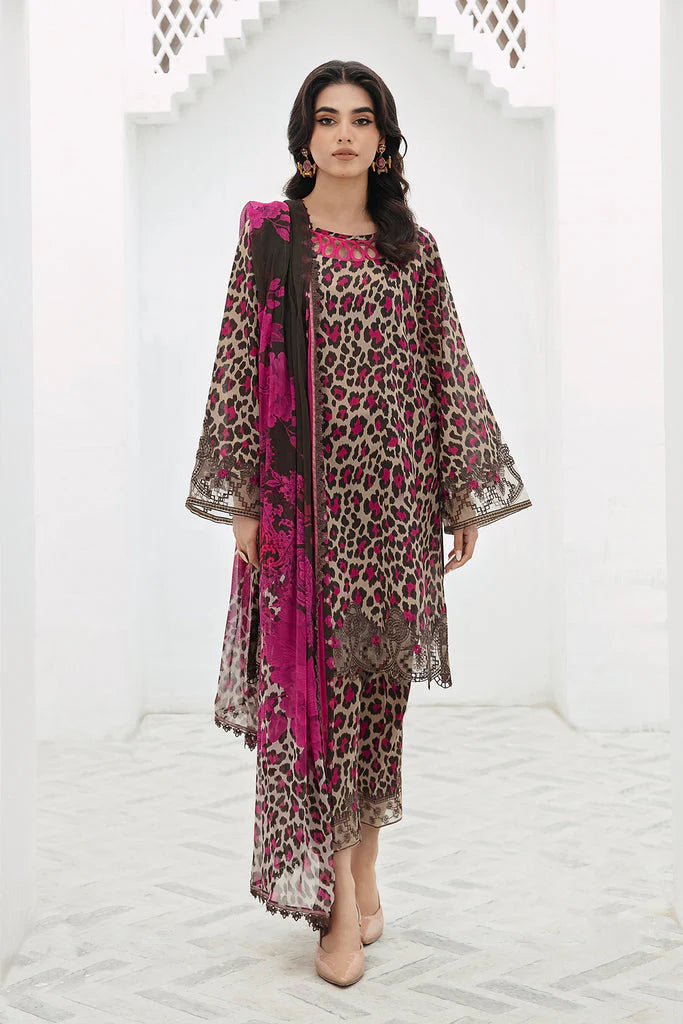 3PCS BAROQUE KARANDI PRINTED SHIRT WITH KARANDI PRINTED DUAPTTA AND TROUSER Winter Collection ULM-1701