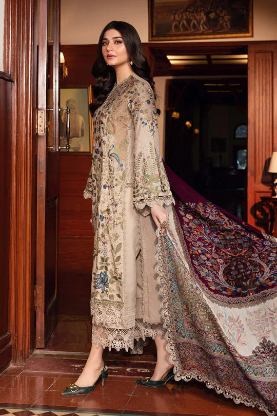 3PCS Dhanak-Embroidered Shirt with Digital Printed Wool Shawl Winter Collection ULM- 3391