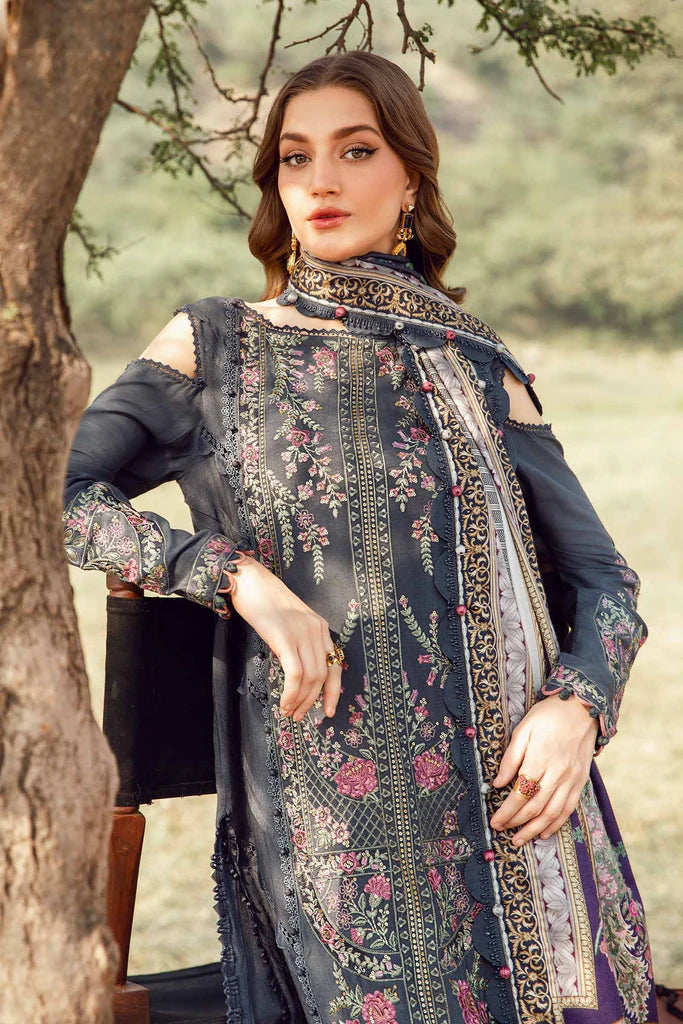 3PCS Maria B Lawn-Embroidered with Digital Printed Dupatta Lawn Collection ULM-1075
