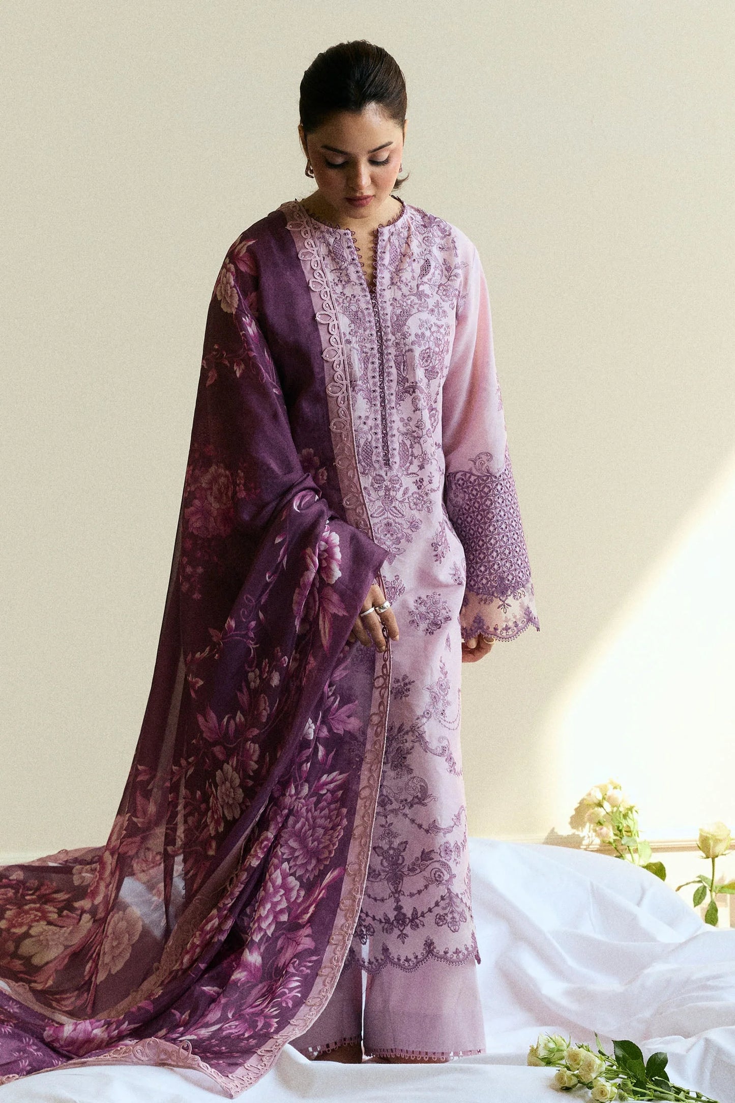 3PCS Zarashahjhan Embroidered Dhanak Winter Collection COCO-1577