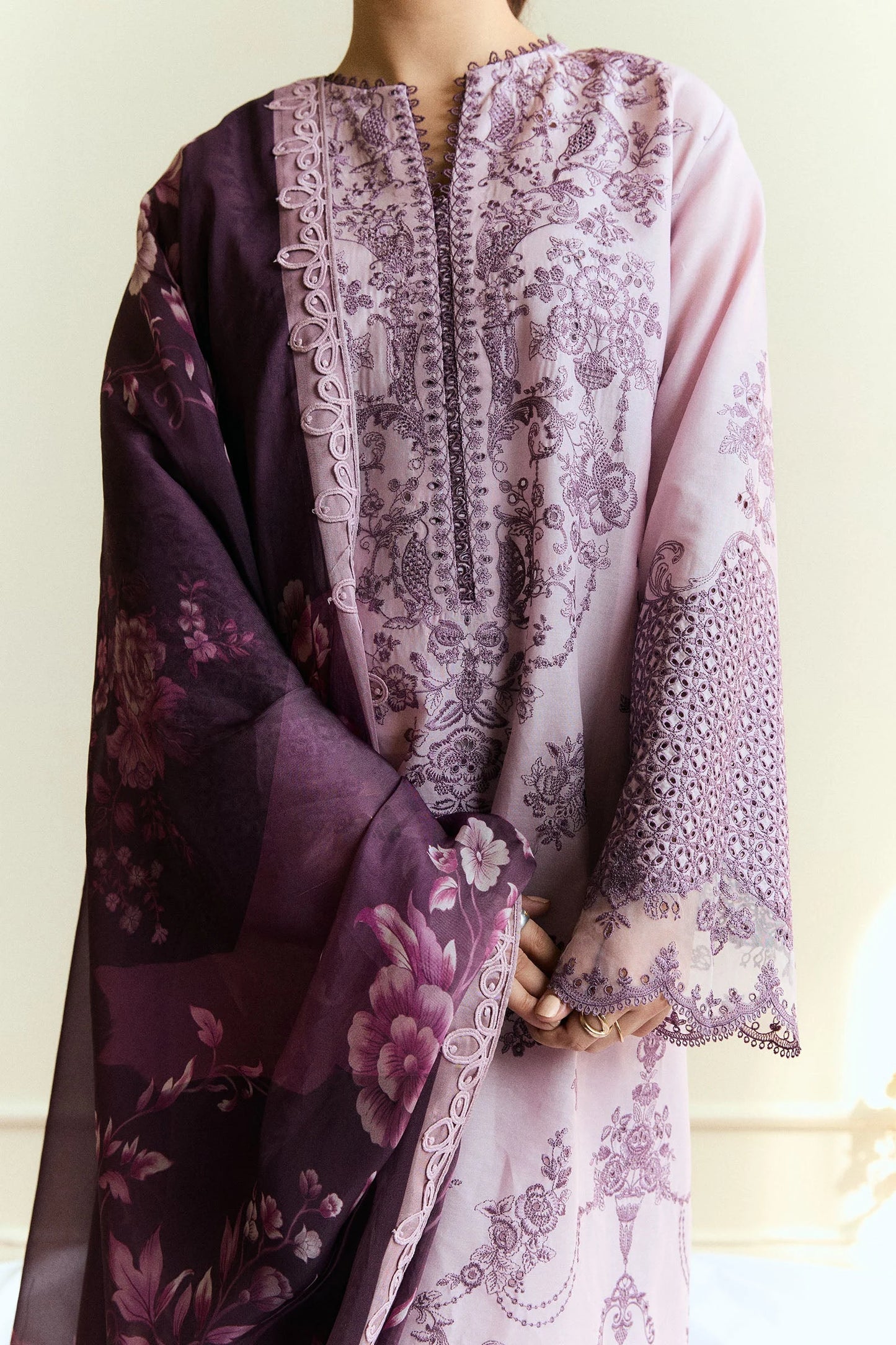 3PCS Zarashahjhan Embroidered Dhanak Winter Collection COCO-1577
