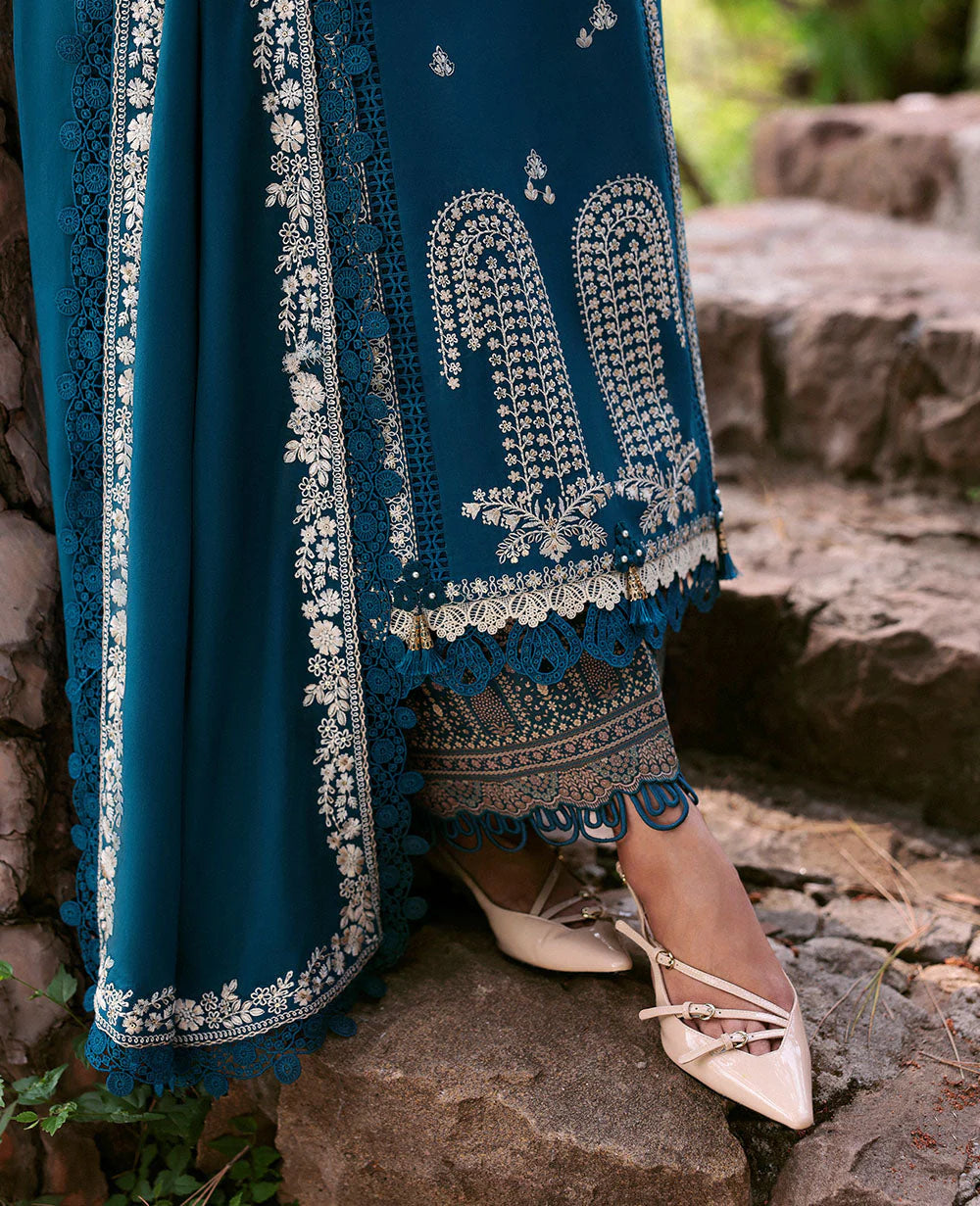A+ 3PCS Dhanak Embroidered Shirt with Dhanak Embroidered Dupatta Winter Collection ULM-3374
