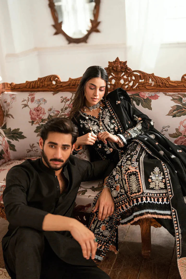 3PCS Dhanak- Embroidered Shirt with Dhanak Embroidered Dupatta Winter Collection ULM-3395