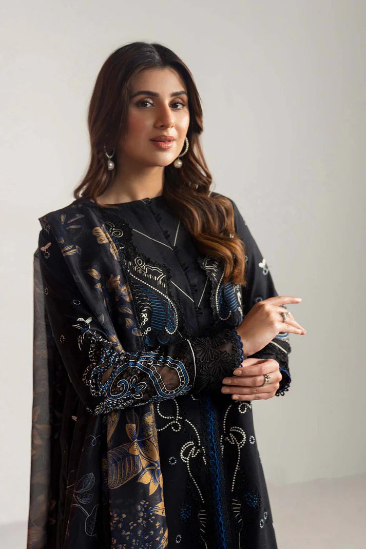 3PCS Dhanak Embroidered Shirt with Digital Printed Wool Shawl Winter Collection ULM- 3365