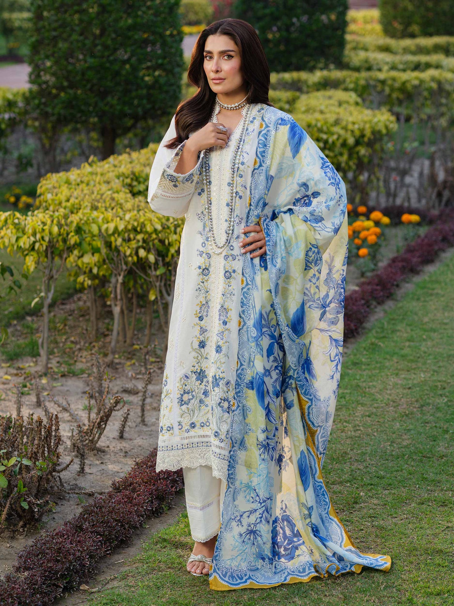 3PCS Dhanak- Embroidered Shirt with Digital Printed Wool Shawl Winter Collection ULM -3347