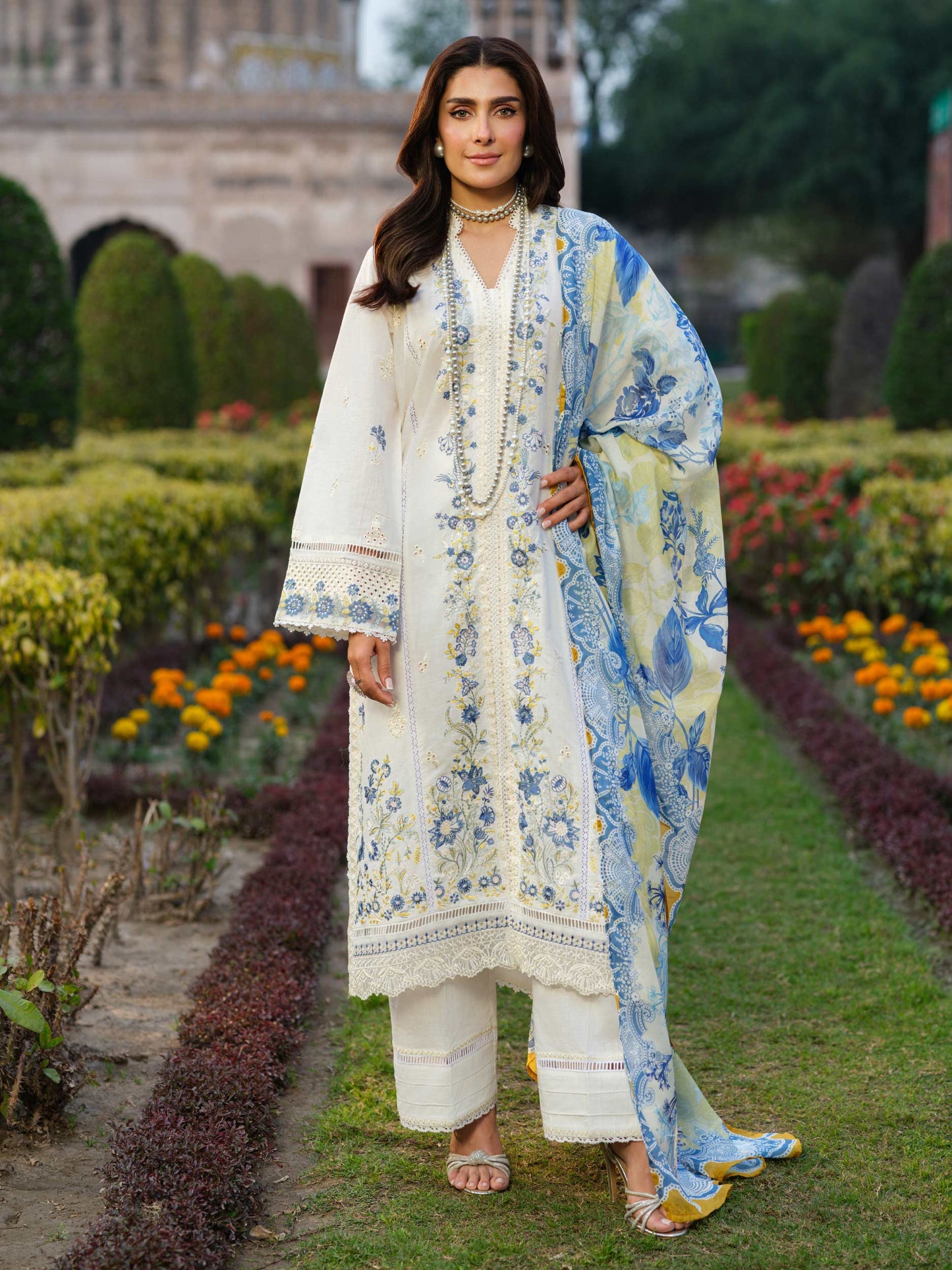 3PCS Dhanak- Embroidered Shirt with Digital Printed Wool Shawl Winter Collection ULM -3347