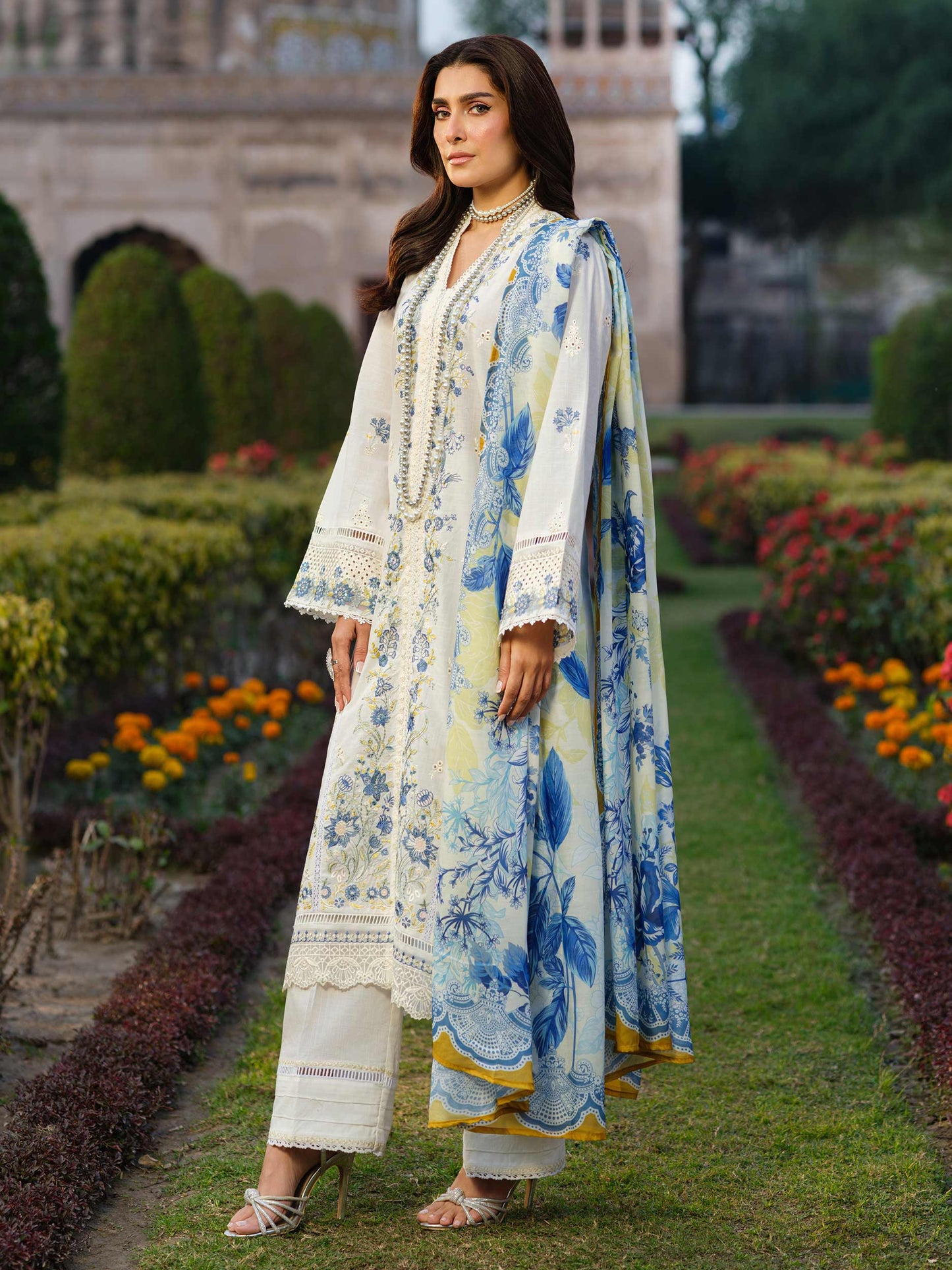 3PCS Dhanak- Embroidered Shirt with Digital Printed Wool Shawl Winter Collection ULM -3347