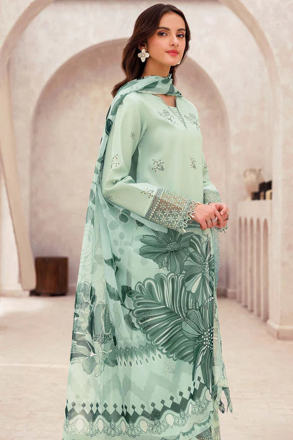 A+ 3PCS Dhanak Embroidered Shirt with Digital Printed Wool Shawl Winter Collection ULM- 3279