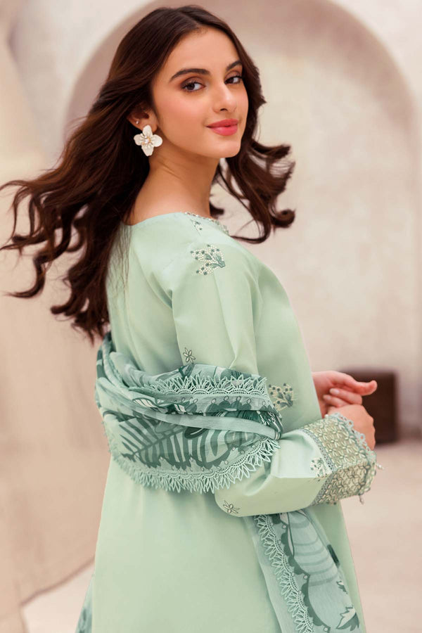 Dhanak-3PC Embroidered Shirt with Digital Printed Shawl - 3279