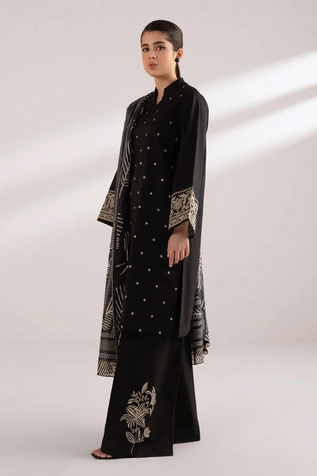 3PCS Dhanak Embroidered Shirt with Digital printed wool shawl Winter Collection ULM-3121