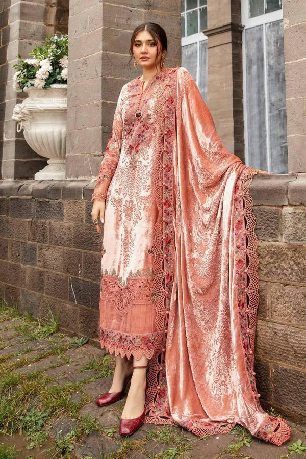 3PCS Embroidered Velvet Dress with Velvet Shawl Velvet Winter Collection 308
