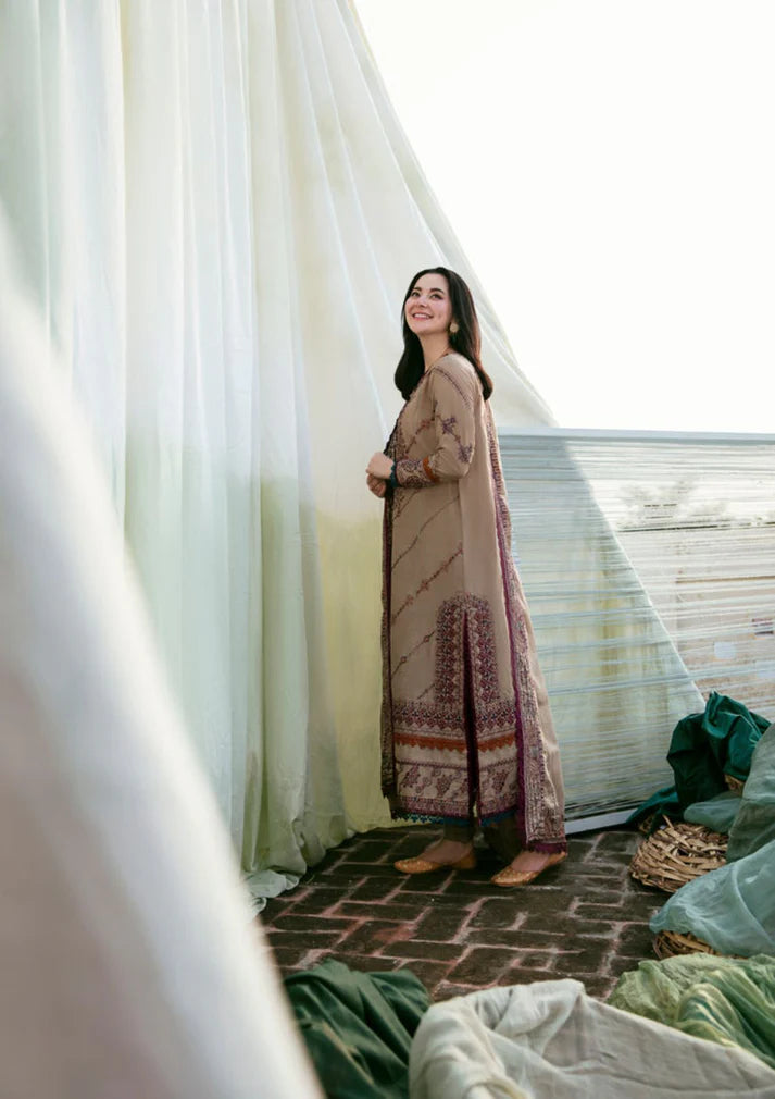 3PCS Dhanak-Embroidered Shirt with Dhanak Embroidered Dupatta Winter Collection BULM-3448