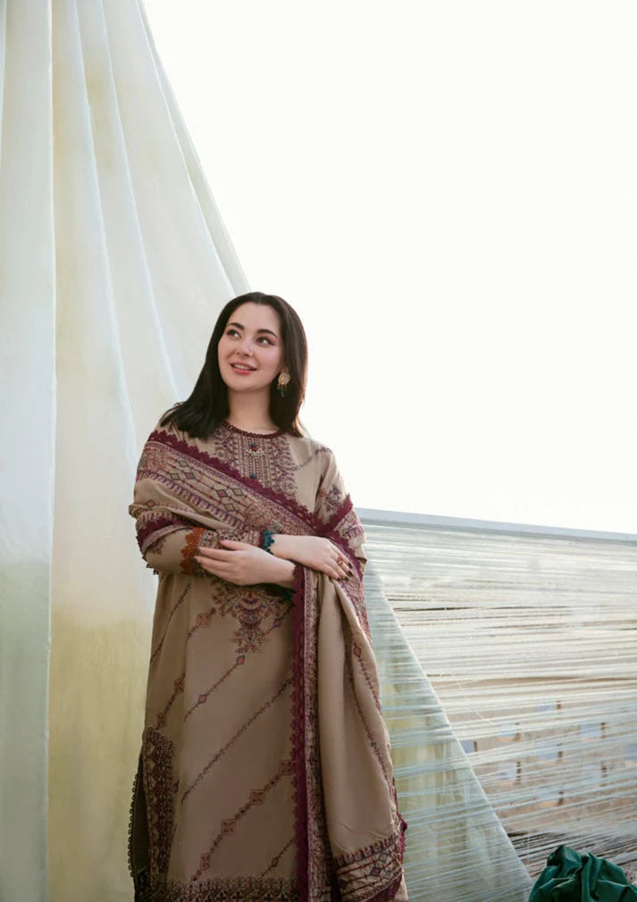 3PCS Dhanak-Embroidered Shirt with Dhanak Embroidered Dupatta Winter Collection BULM-3448