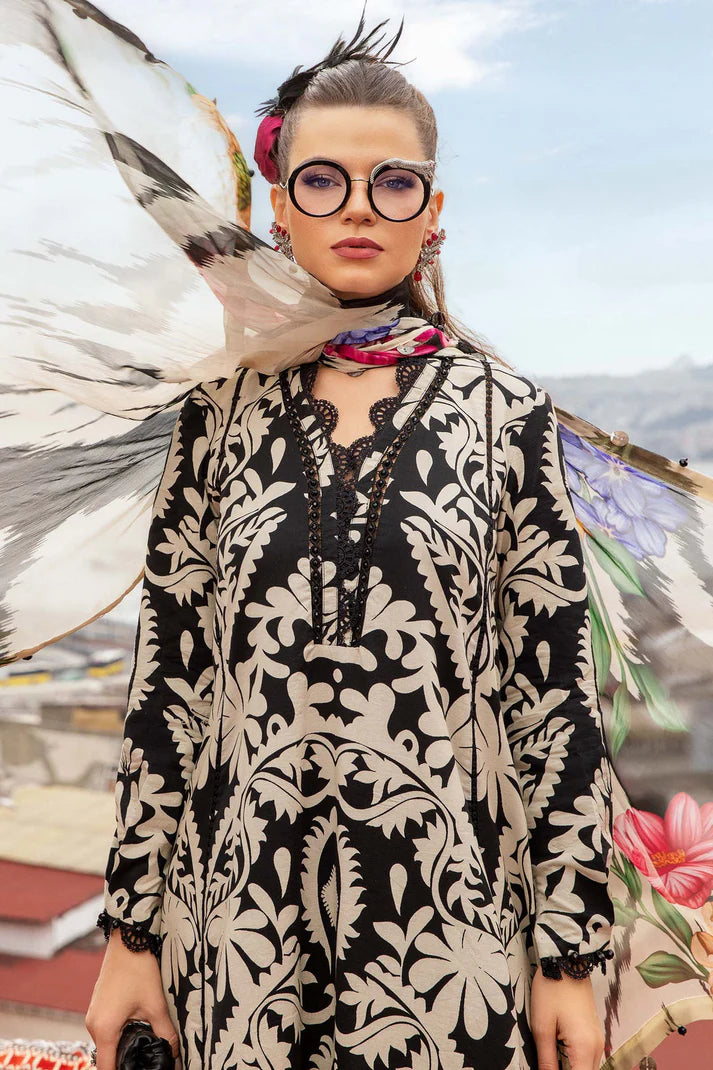 3PCS KARANDI PRINTED SHIRT WITH KARANDI PRINTED DUAPTTA AND TROUSER Winter Collection ULM -1708