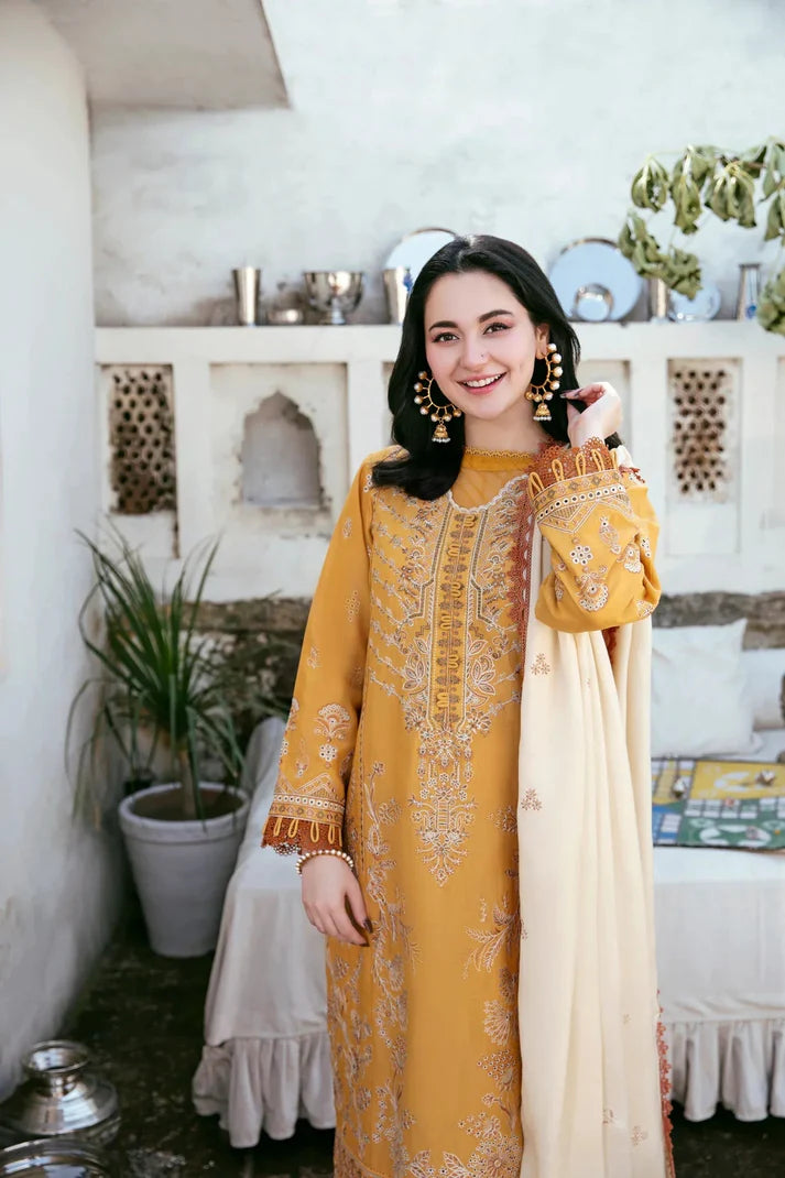 3PCS Dhanak Embroidered Shirt with Dhanak Embroidered Dupatta Winter Collection ULM-3441