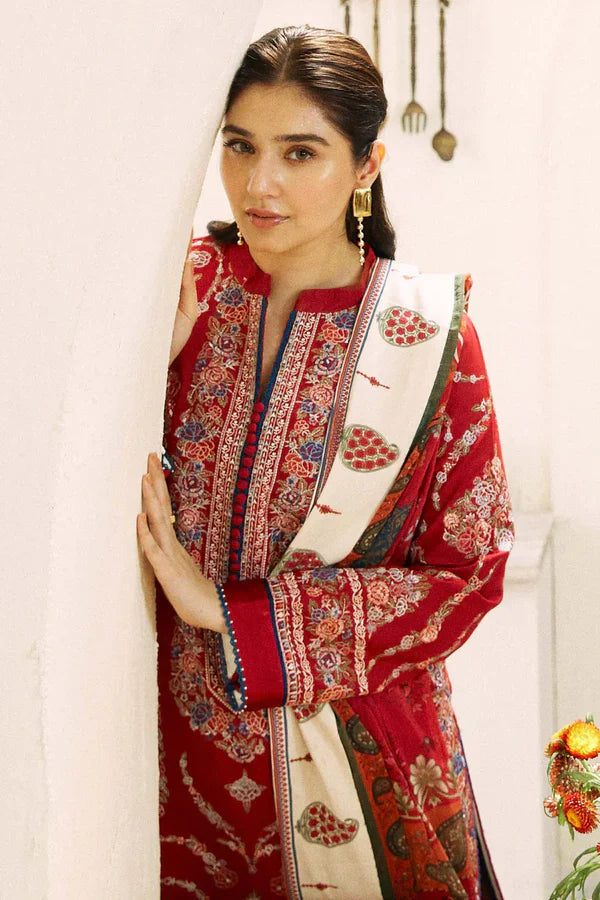 3PC Dhnak Embroidered Shirt With Digital printed wool shawl Winter Collection BULM-659