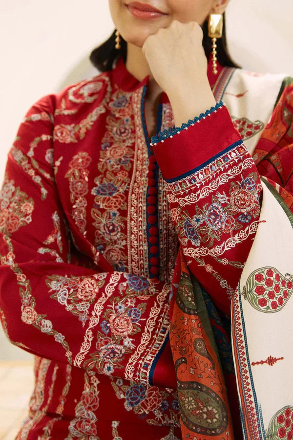 3PC Dhnak Embroidered Shirt With Digital printed wool shawl Winter Collection BULM-659