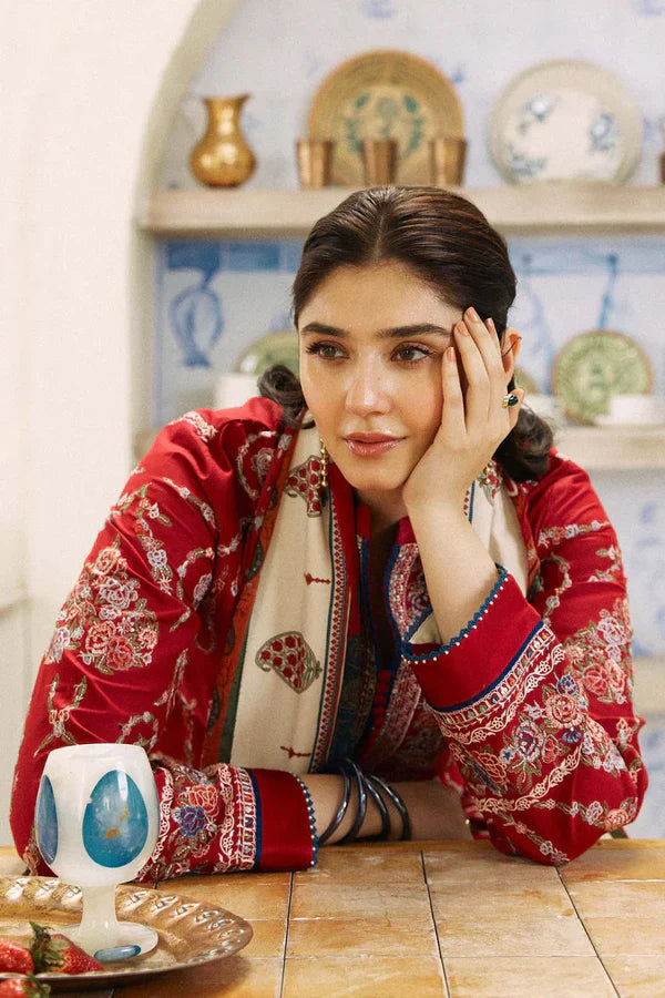 3PC Dhnak Embroidered Shirt With Digital printed wool shawl Winter Collection BULM-659