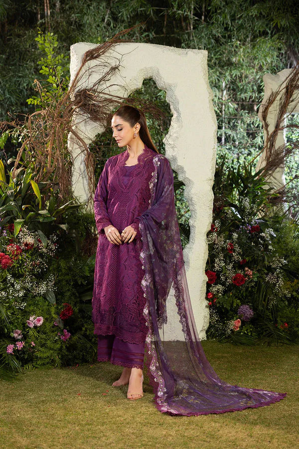 A+ 3PCS Dhanak-Embroidered Shirt with Organza Digital Printed Embroidered Dupatta Winter Collection ULM- 3381